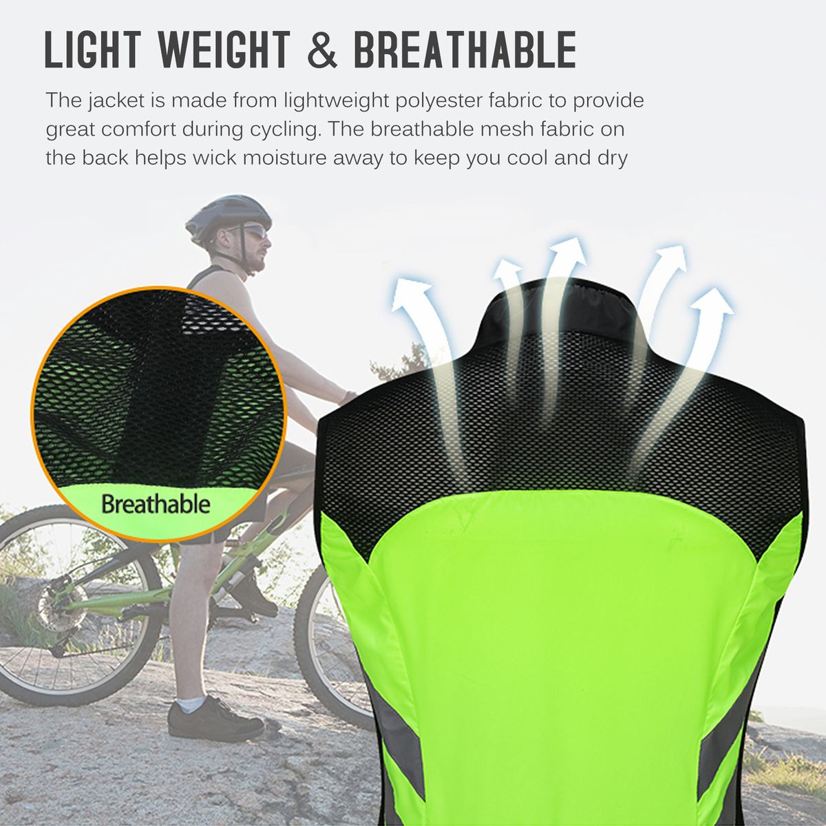 Men Cycling Vest Foldable Quick Dry Breathable Reflective