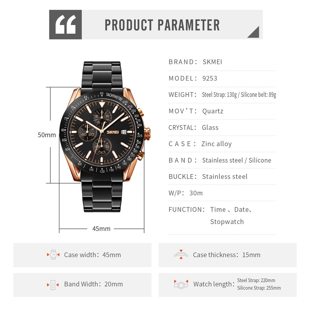 Mens Sports Watches Digital Stainless Steel Strap Watch Date Quartz Wristwatches