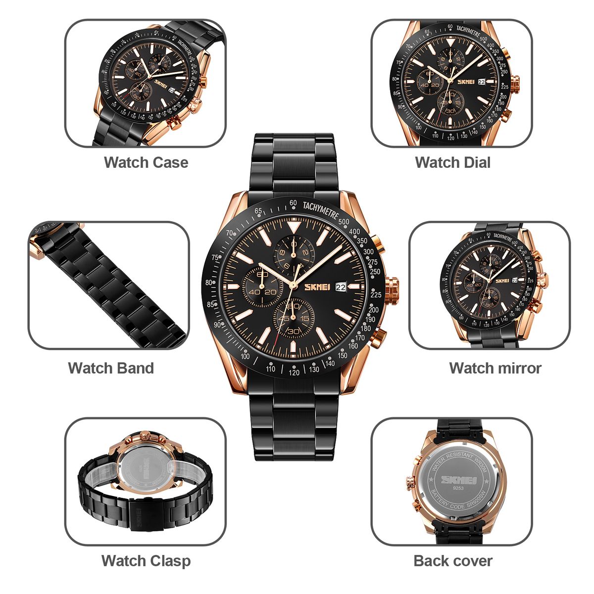 Mens Sports Watches Digital Stainless Steel Strap Watch Date Quartz Wristwatches