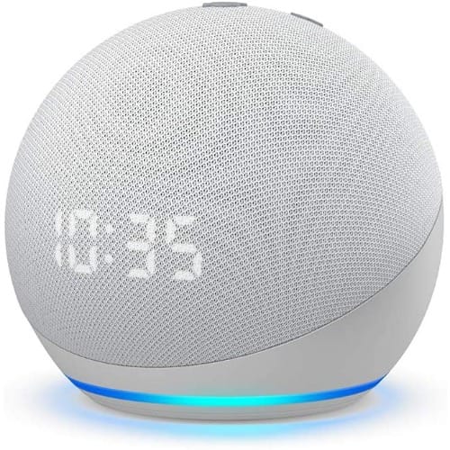 Echo Dot (4th Gen) | Smart Speaker With Clock And Alexa | Glacier White