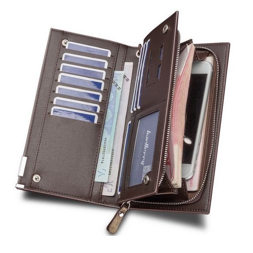 Corporate Quality Men's Long Wallet-Coffee