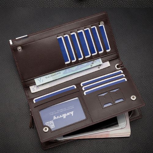 Corporate Quality Men's Long Wallet-Coffee