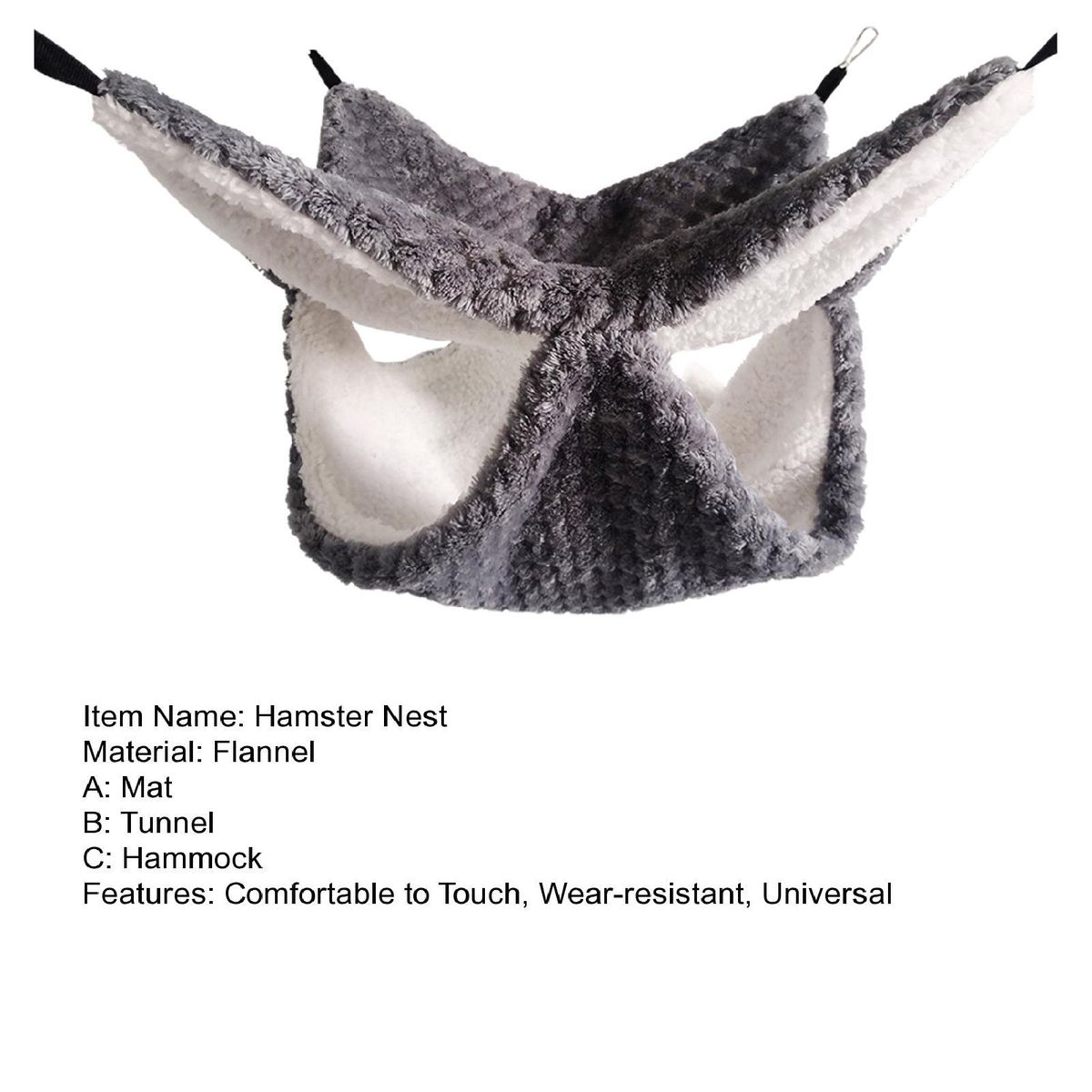 Hamster Nest Hamster Mat Channel Hammock Grey
