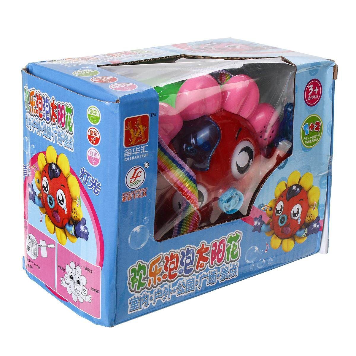 Automatic Electric Bubble Machine Flower Music For Kid Toy Gift Red
