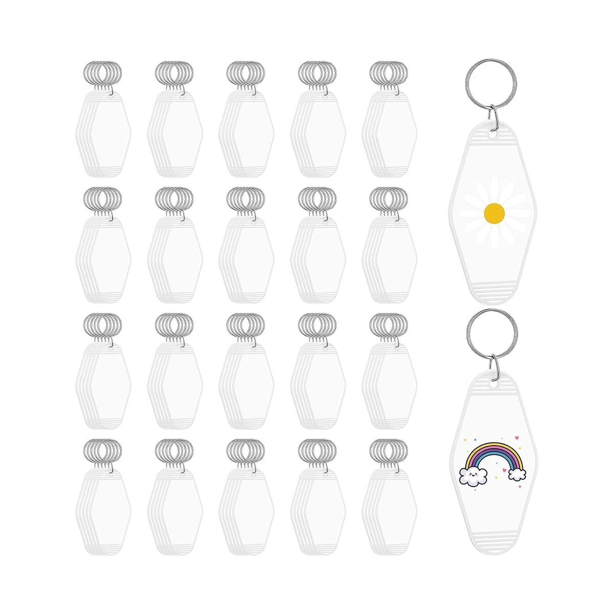100 Pcs White Blank Hotel Motel Keychain Bulk Plastic Sublimation Blank Keychains Vintage Rhombus Motel Key Tags