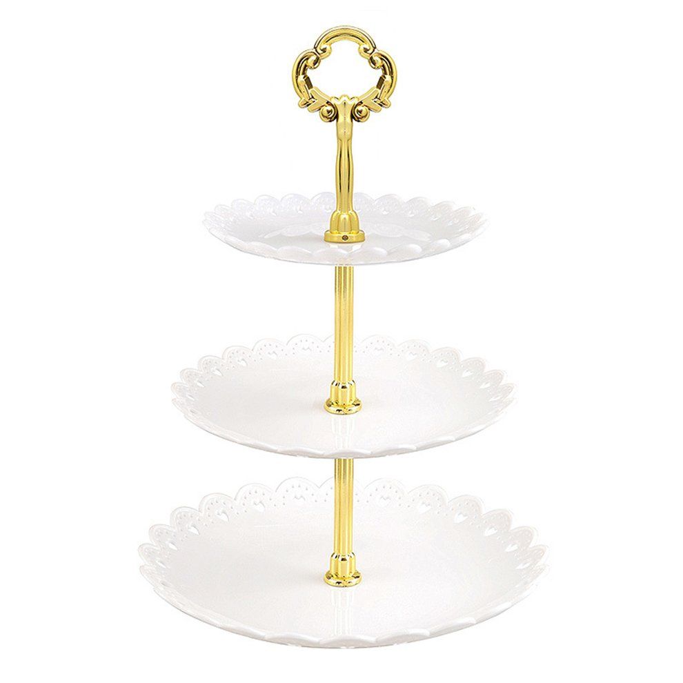 3 Tier  Ake Stand Afternoon Tea Wedding Plates Party Tableware Display Ra K-white