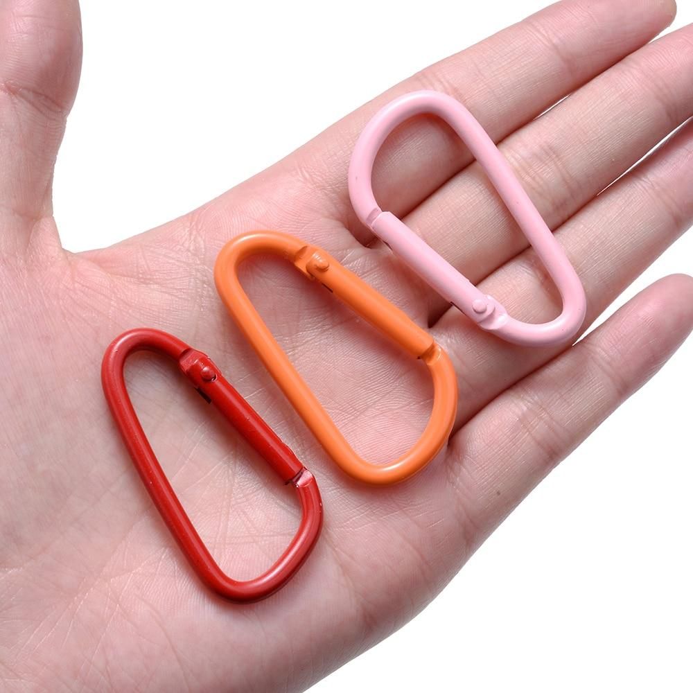 iYOE 5pcs/Lot 45x24mm Mix D Carabiner Hook Colorful Alloy Keychain Clip Hooks For Making Jewelry Key Ring Connector DIY Findings