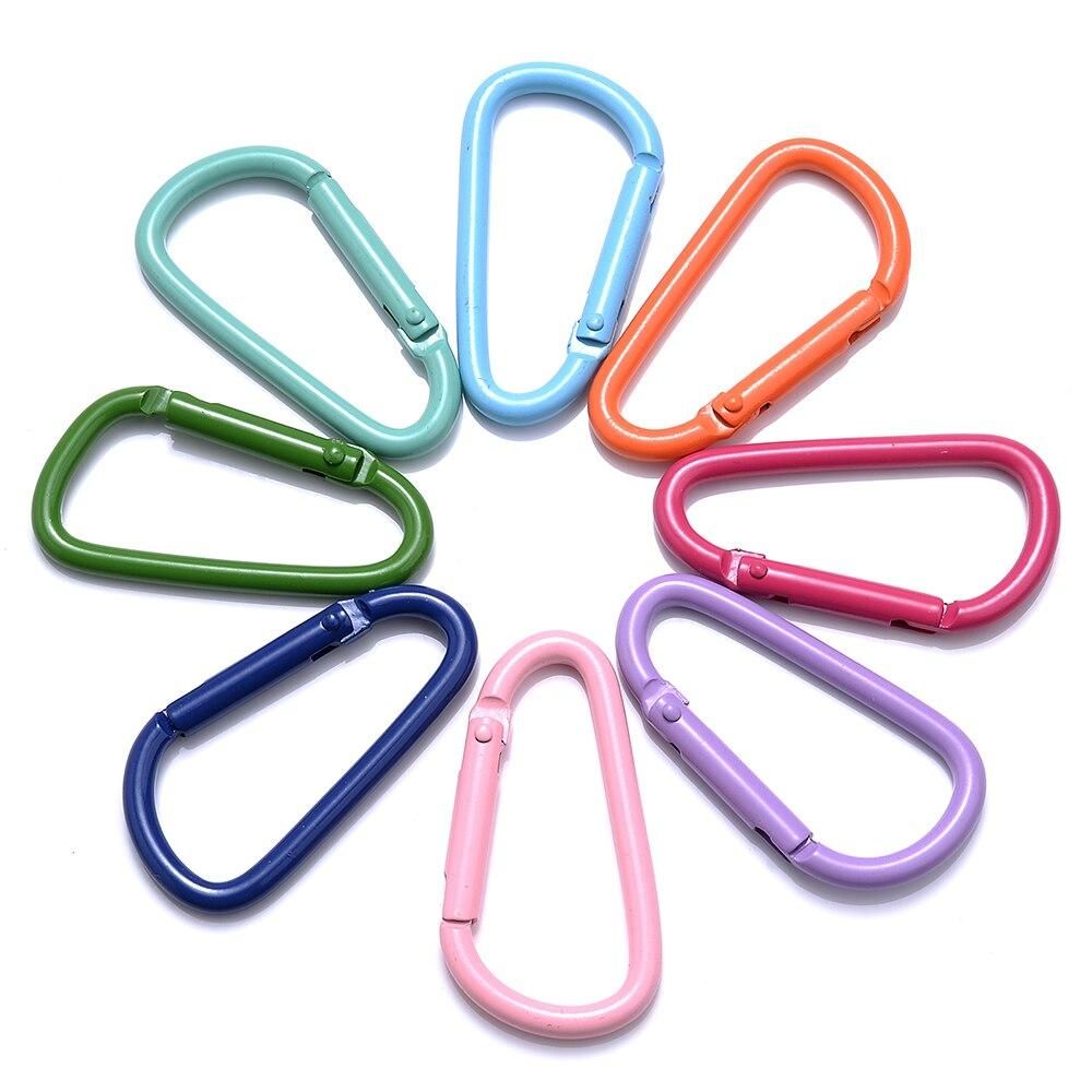 iYOE 5pcs/Lot 45x24mm Mix D Carabiner Hook Colorful Alloy Keychain Clip Hooks For Making Jewelry Key Ring Connector DIY Findings