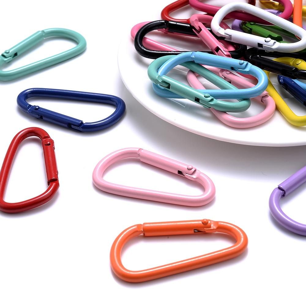 iYOE 5pcs/Lot 45x24mm Mix D Carabiner Hook Colorful Alloy Keychain Clip Hooks For Making Jewelry Key Ring Connector DIY Findings