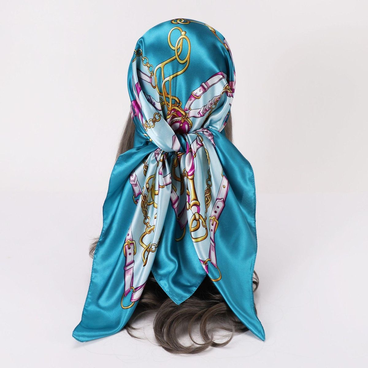 Black Classic Silk Scarf 90cm Printed Satin Women's Chest Wrap Closed Toe Large Kerchief Scarf