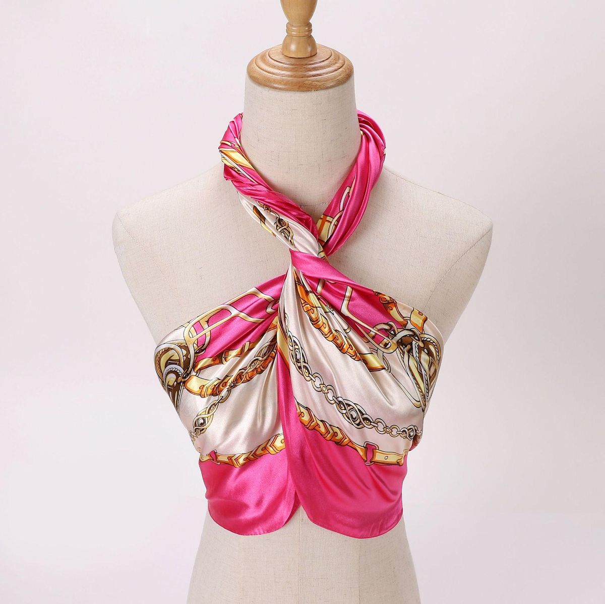 Black Classic Silk Scarf 90cm Printed Satin Women's Chest Wrap Closed Toe Large Kerchief Scarf