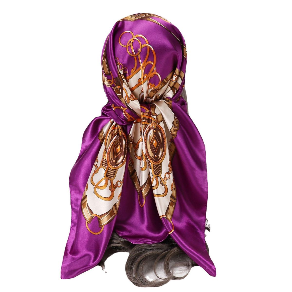 Black Classic Silk Scarf 90cm Printed Satin Women's Chest Wrap Closed Toe Large Kerchief Scarf