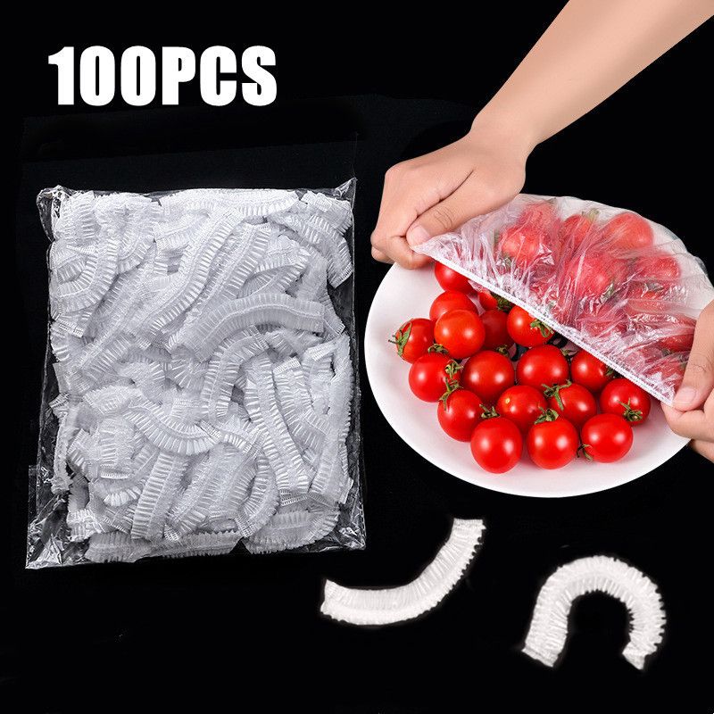 100PCS Disposable Food Cover Elastic Plastic Covers For Dishe Wrap Clings Film Dish Plate-100PCS