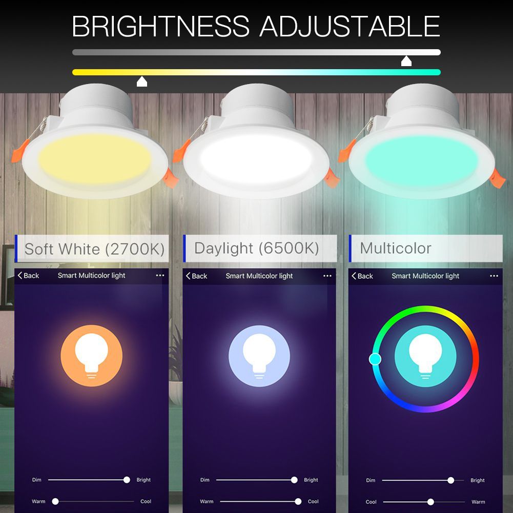 WiFi Smart LED Downlight Dimming Round Spot Light 7W RGB