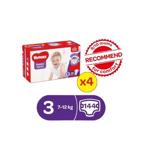 Nappy Pants Size 3-7 - 12KG - 36 x 4Packs