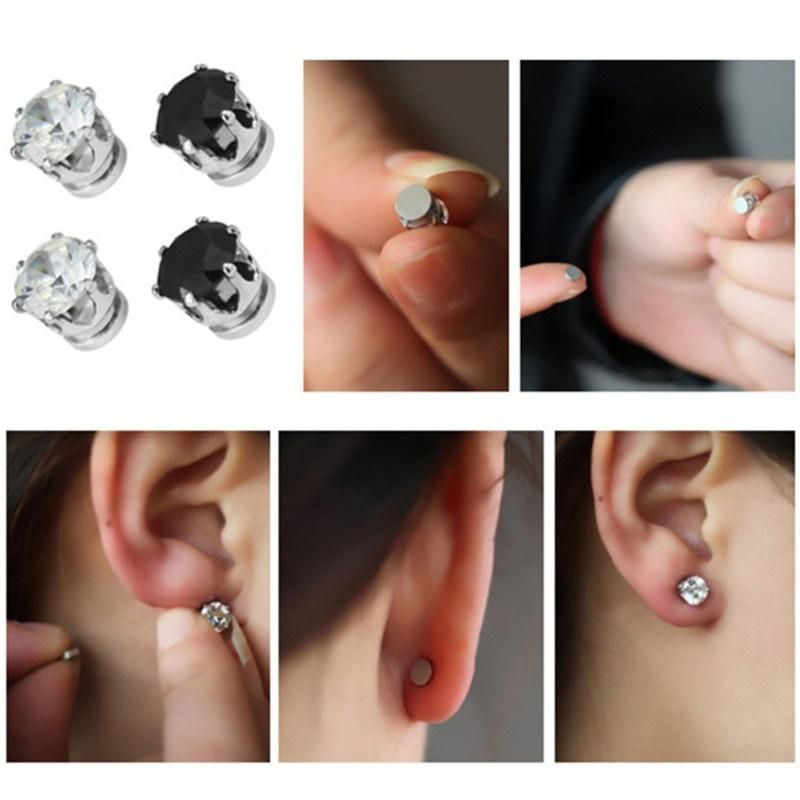 1 Pair Men Women Hot Popular Clip No Piercing Magnet-White
