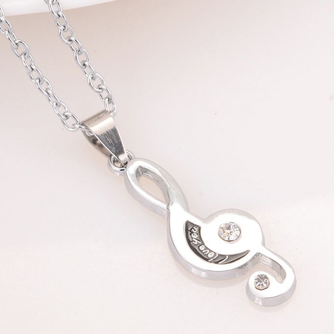 2Pcs/Set Fashion Moon Musical Note Pendant Necklace Couple Necklace
