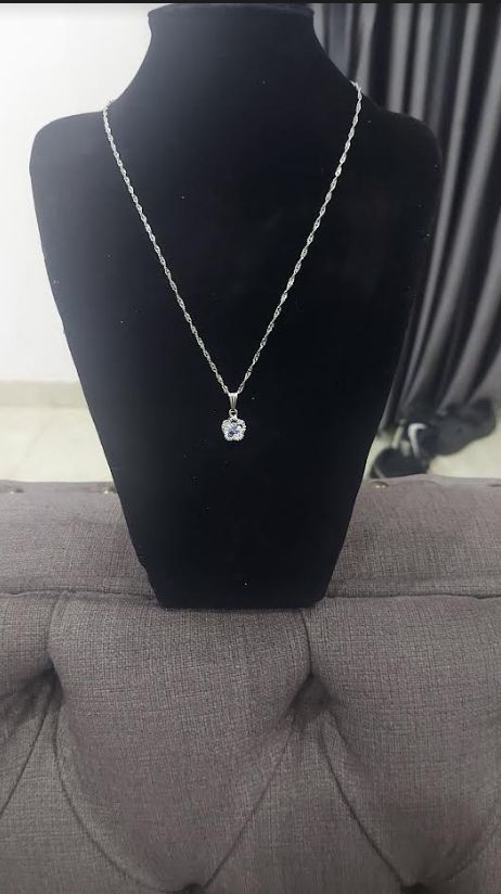 Star Zircon Pendant Necklace Simple Clavicle Chain Silver