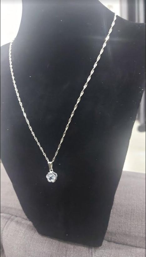 Star Zircon Pendant Necklace Simple Clavicle Chain Silver