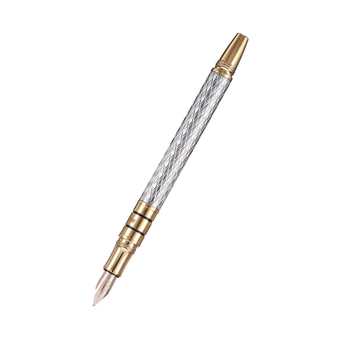 Hero H703 10K Metal Luxury Fountain Pen Medium Fine Nib 0.5mm With Box Gift Silver (silver)