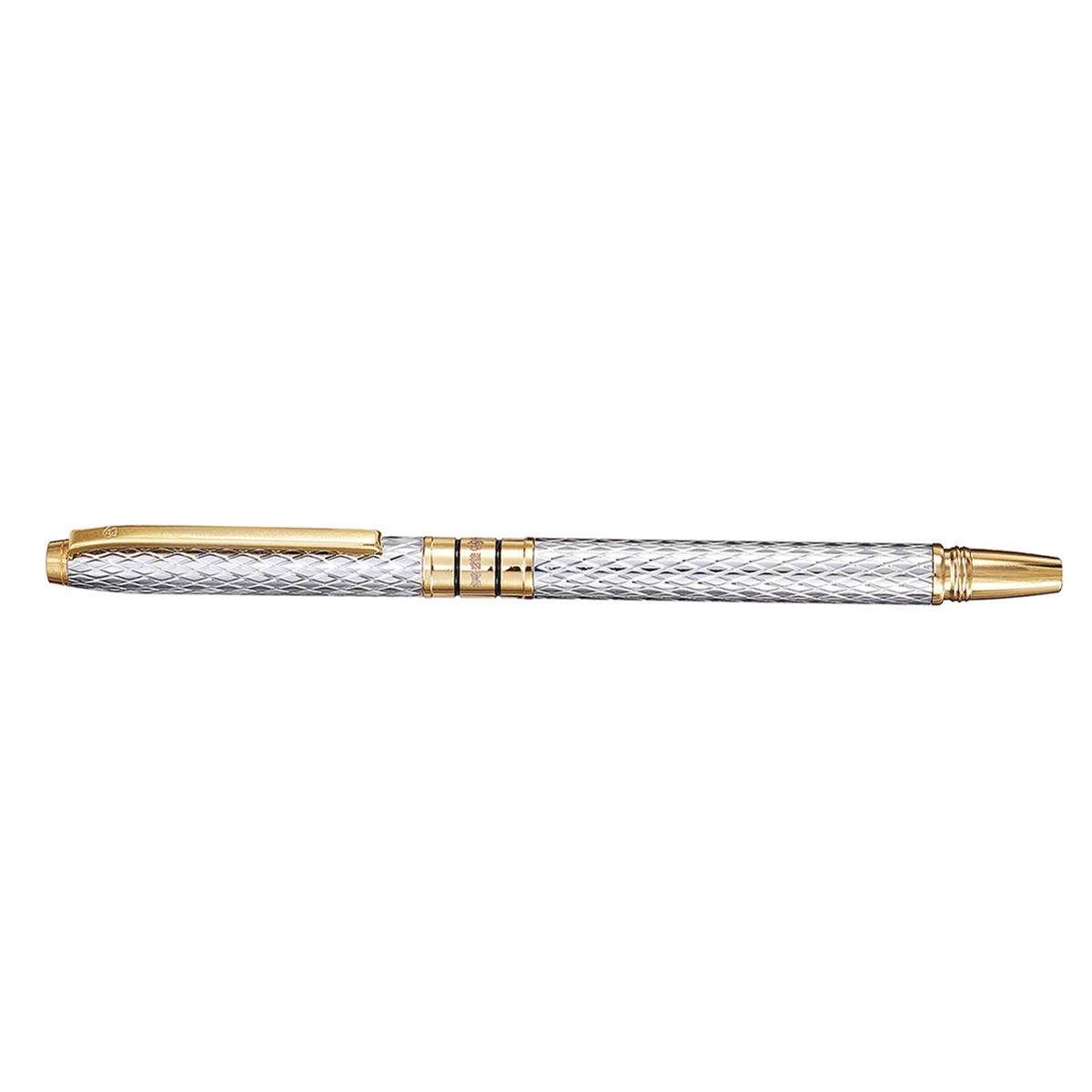 Hero H703 10K Metal Luxury Fountain Pen Medium Fine Nib 0.5mm With Box Gift Silver (silver)