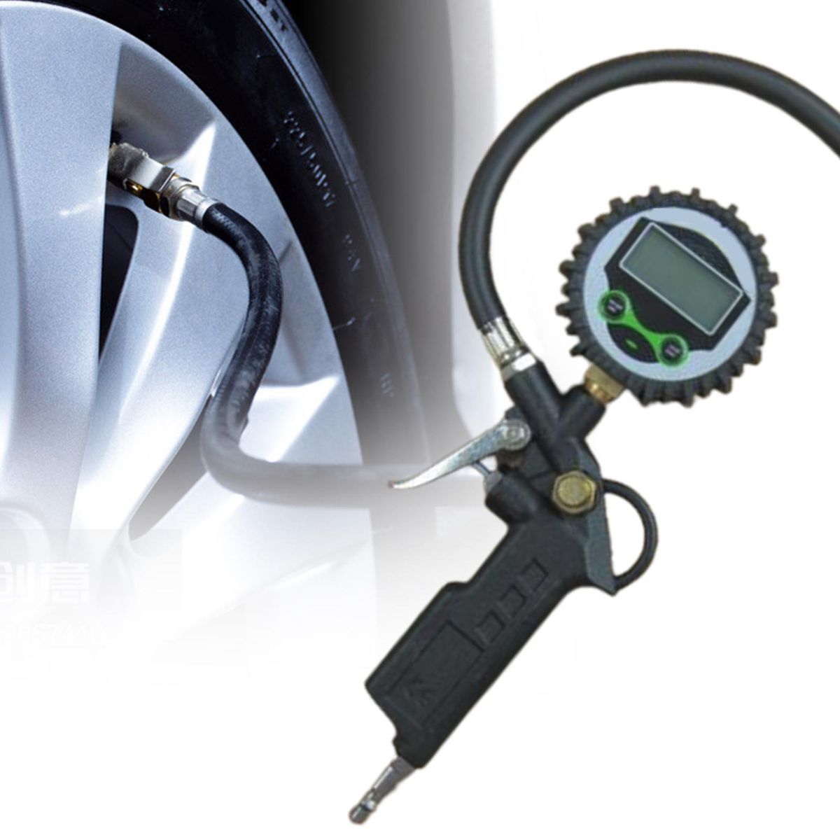 Digital Pressure Gauge LCD Display Air Tire Inflating Inflator Digital Gauge 220PSI