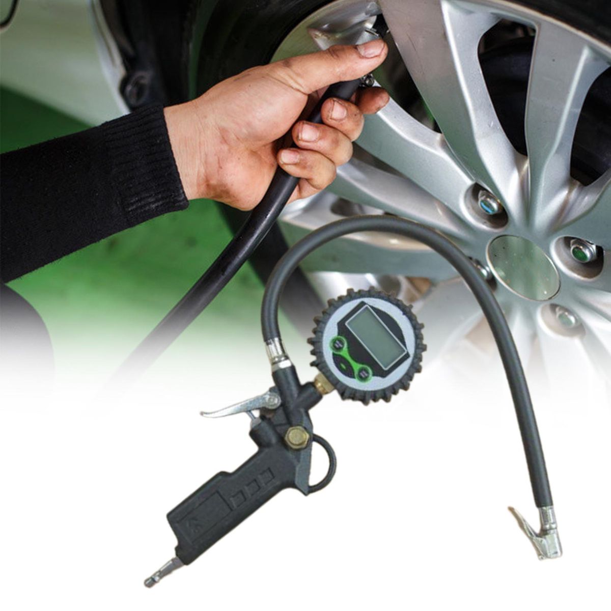 Digital Pressure Gauge LCD Display Air Tire Inflating Inflator Digital Gauge 220PSI