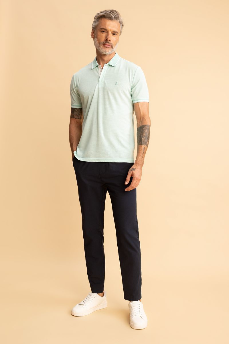 Man Regular Fit Knitted Polo T-Shirt - Turquoise