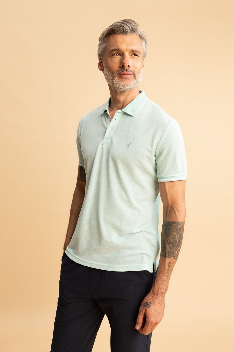 Man Regular Fit Knitted Polo T-Shirt - Turquoise