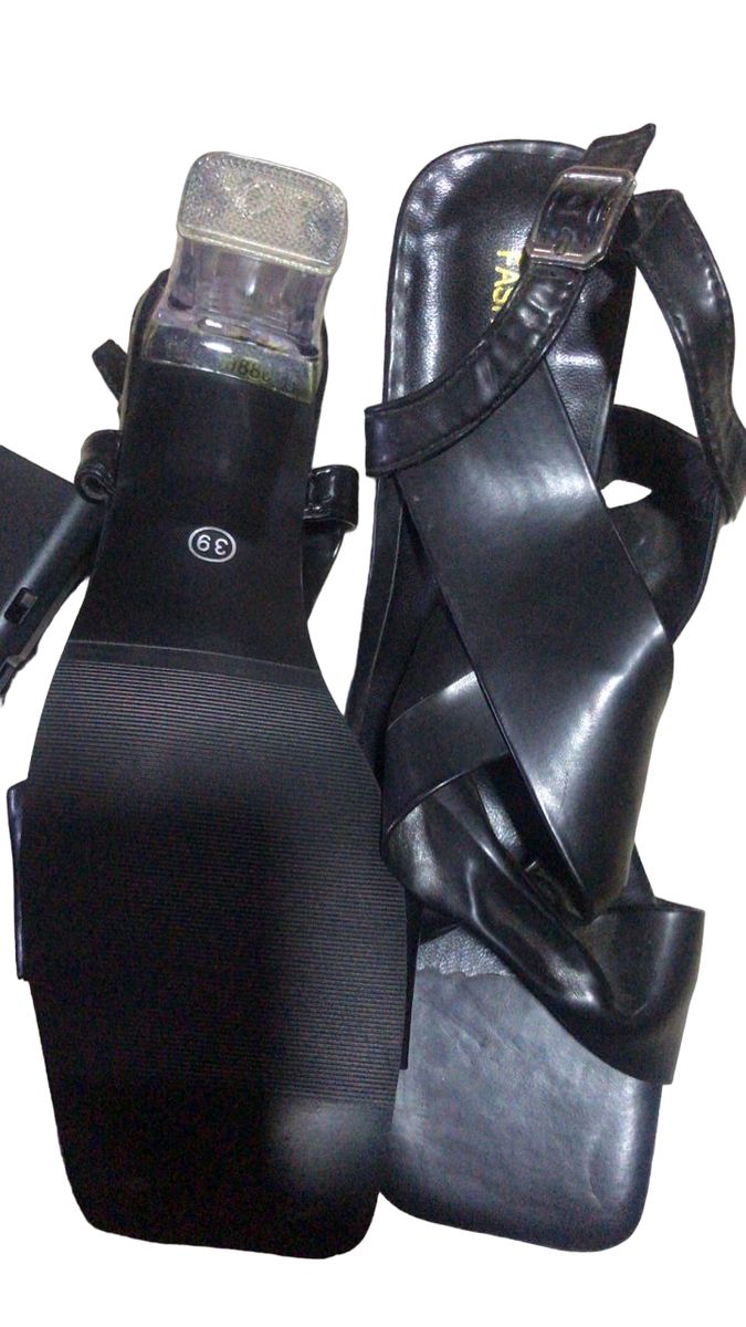 Twisted Crystals Heels Ladies Sandals- BLACK