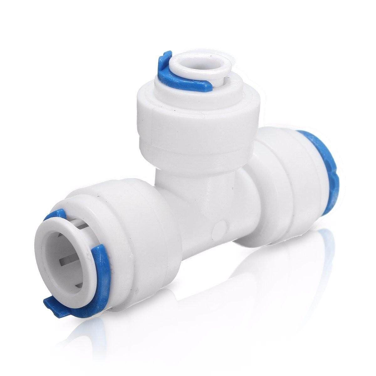 3/8"+3/8"+1/4" 3-way Tee Tube Rapide Connecteur Pr RO Inverse Osmose Filtre Eau