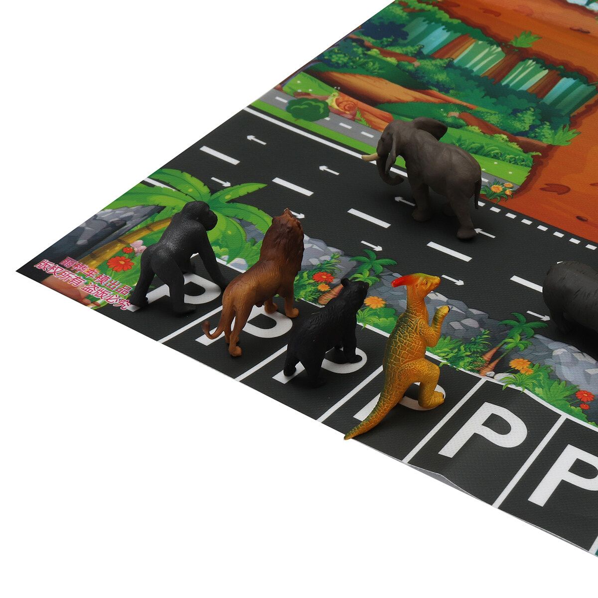 Children Dinosaur City Map Model Toy Indoor Crawling Mat Game Pad 83*57CM 109pics Suit (bag)