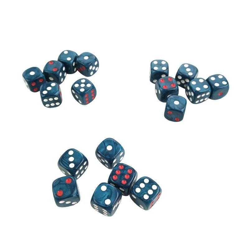 New 6PCS Acrylic Dice 16mm Round Corner Marble effect Dice Set Blue Dice Table Games D6 High-quality Plastic Product