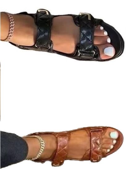 {MijaGrace} Women's Casual 2 Straps Soft Sole Flat Platform Sandals  - Black