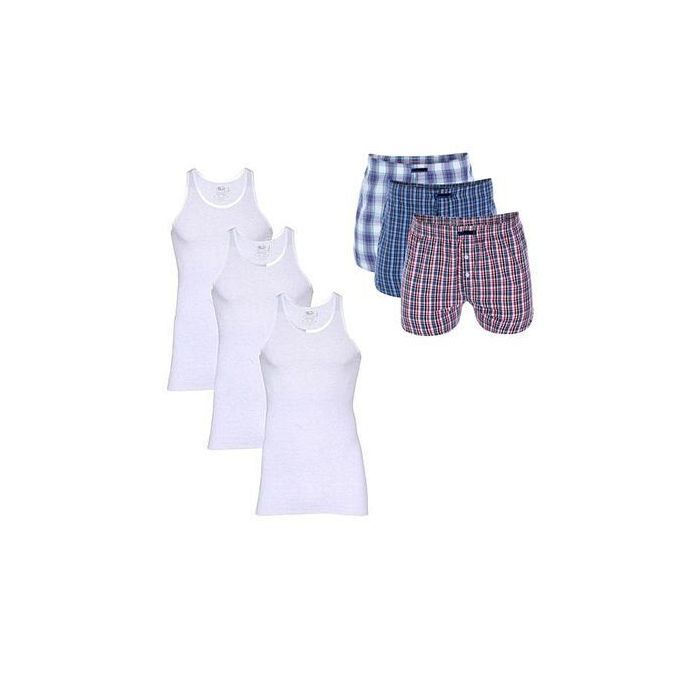 SIX-in-1 Underwear (Singlets & Boxers)  For Men