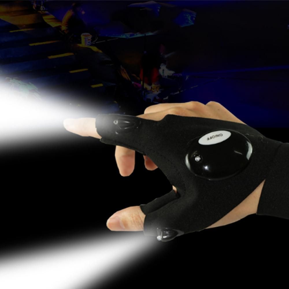 1 Piece Right/Left Hand Night Fishing Glove With LED Light Home Repair Fingerless Half Finger Outdoor Hunting Gloves Tools