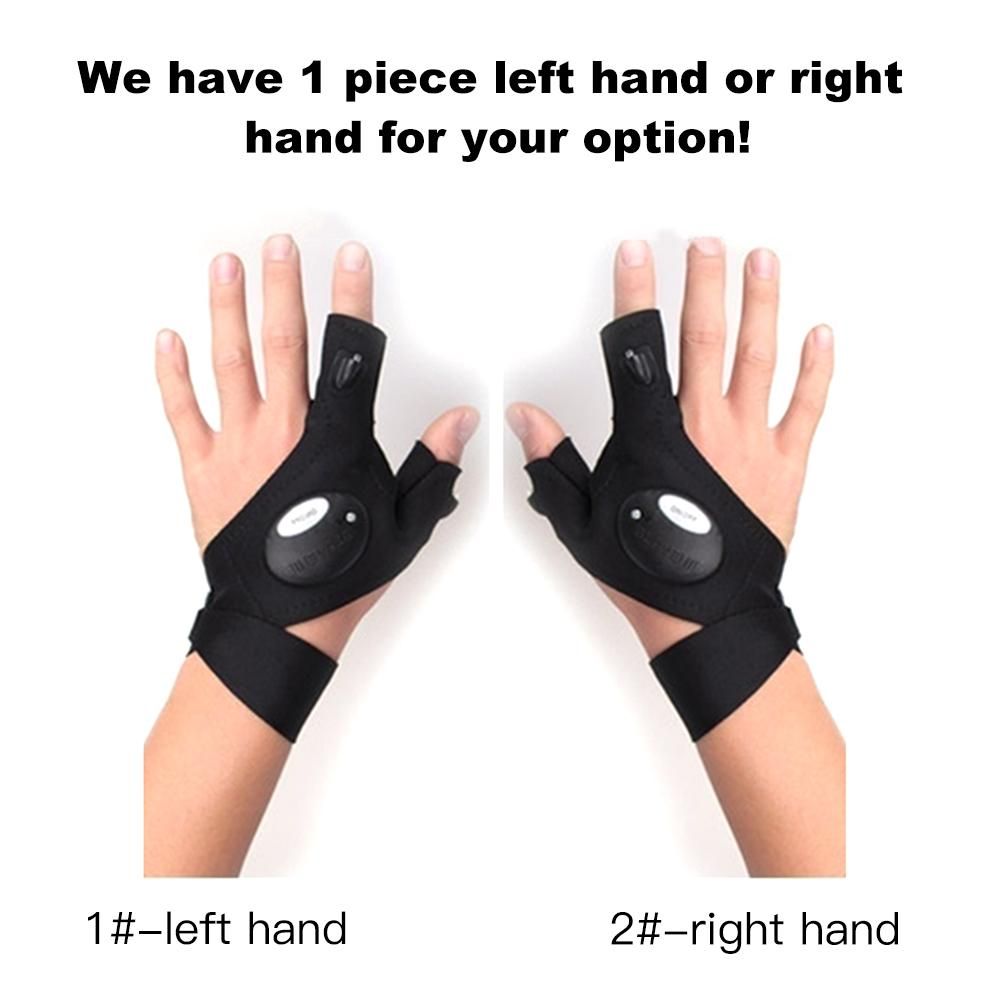 1 Piece Right/Left Hand Night Fishing Glove With LED Light Home Repair Fingerless Half Finger Outdoor Hunting Gloves Tools