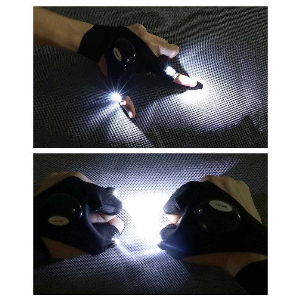 1 Piece Right/Left Hand Night Fishing Glove With LED Light Home Repair Fingerless Half Finger Outdoor Hunting Gloves Tools