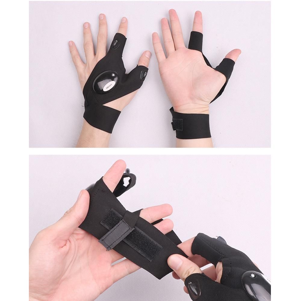 1 Piece Right/Left Hand Night Fishing Glove With LED Light Home Repair Fingerless Half Finger Outdoor Hunting Gloves Tools