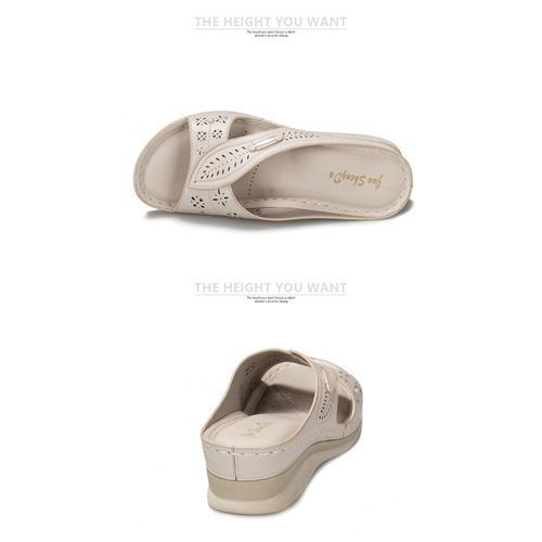 Ladies' Latest Flat-bottomed Fancy Slippers, Women's Fashion Wedge Slippers, Casual Slippers, Sandals, Fish Mouth-white