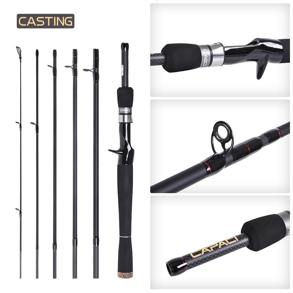 2.1m / 2.4m 6 Sections Carbon Spinning Casting Fishing Rod Lure Fishing Rod Hand Pole Fishing Tackle