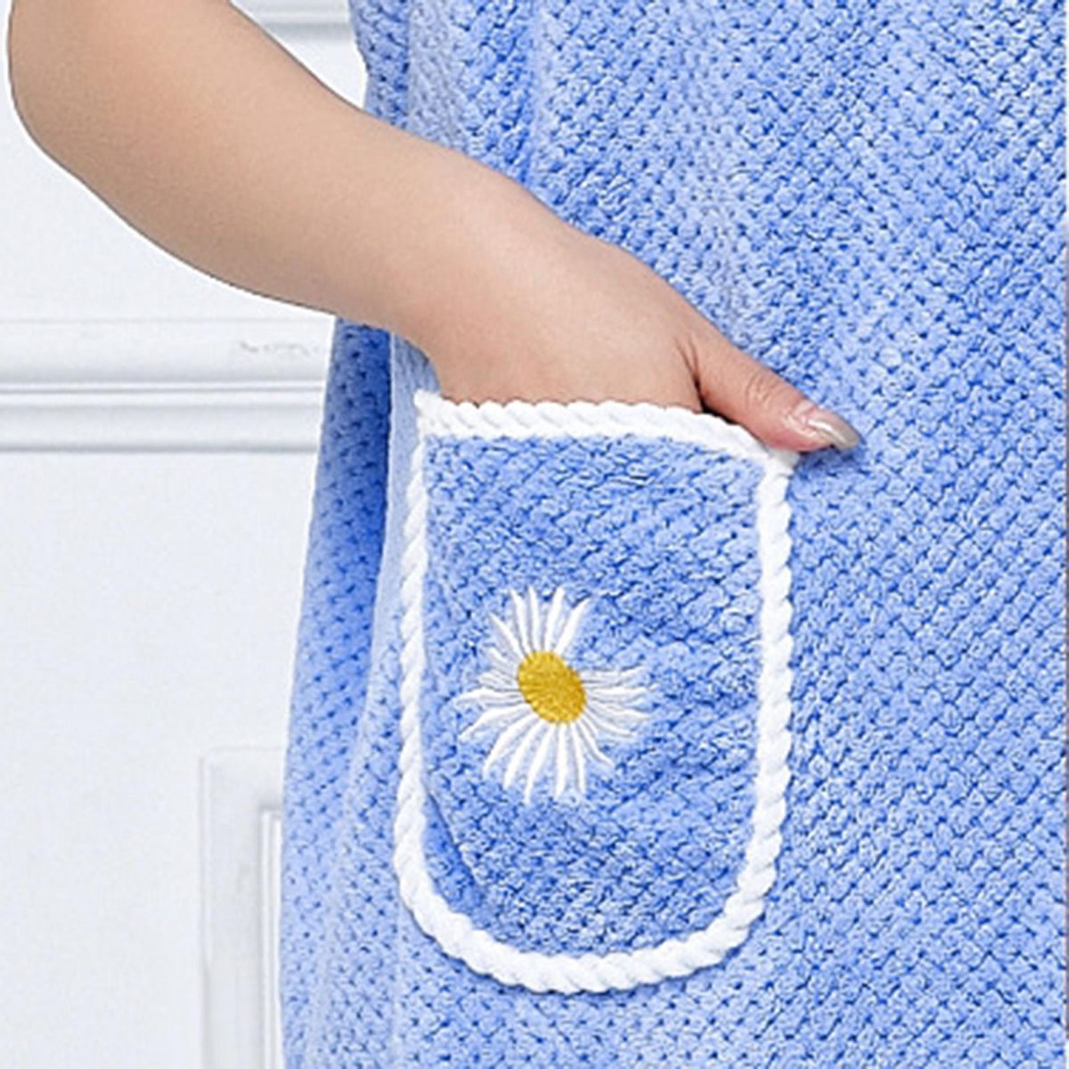 Wearable Bath Towel Swim Cover  Soft Shower 100cmx145cm Blue