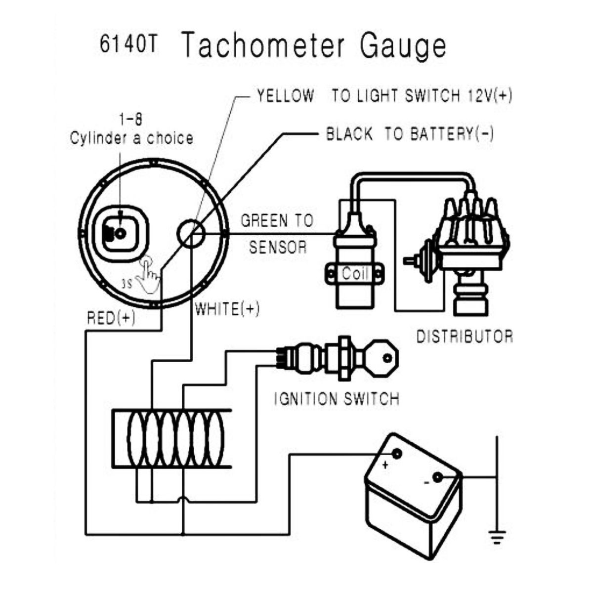 Tachometer Tach Gauge With Black Holder Cup For Auto Car 2''