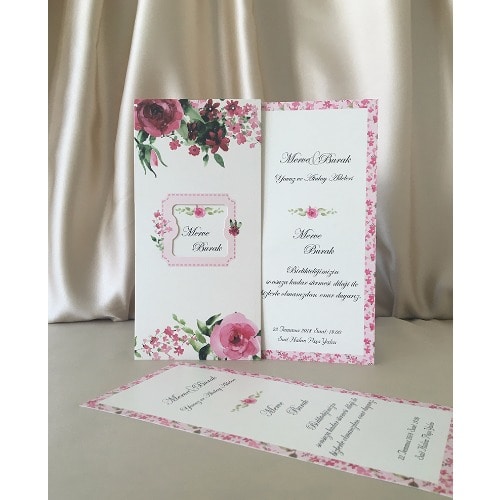 Pack of 100 Wedding Invitation Card - Burgundy & Polished Silver -4029