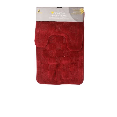 Feel The Difference Bath And Pedestal Mat Set- Burgundy