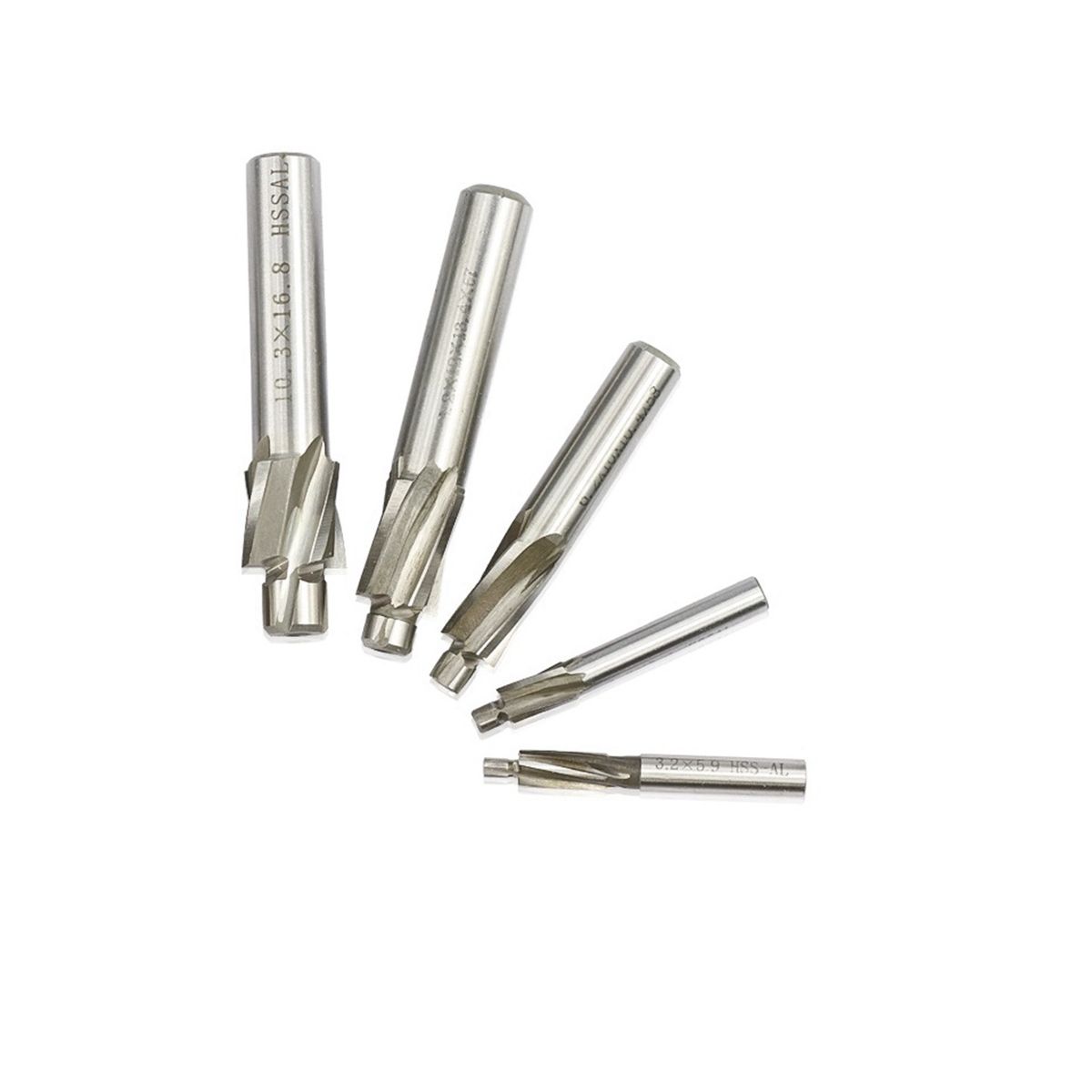 5-Piece Guide Slotted Countersunk Die M3-M8 Milling Cutter 4-Tooth High-Speed Steel Milling Cutter Set