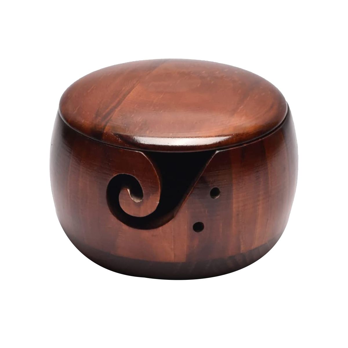 Wooden Yarn Bowl,Yarn Bowls with Lid for Knitting Crochet,Da