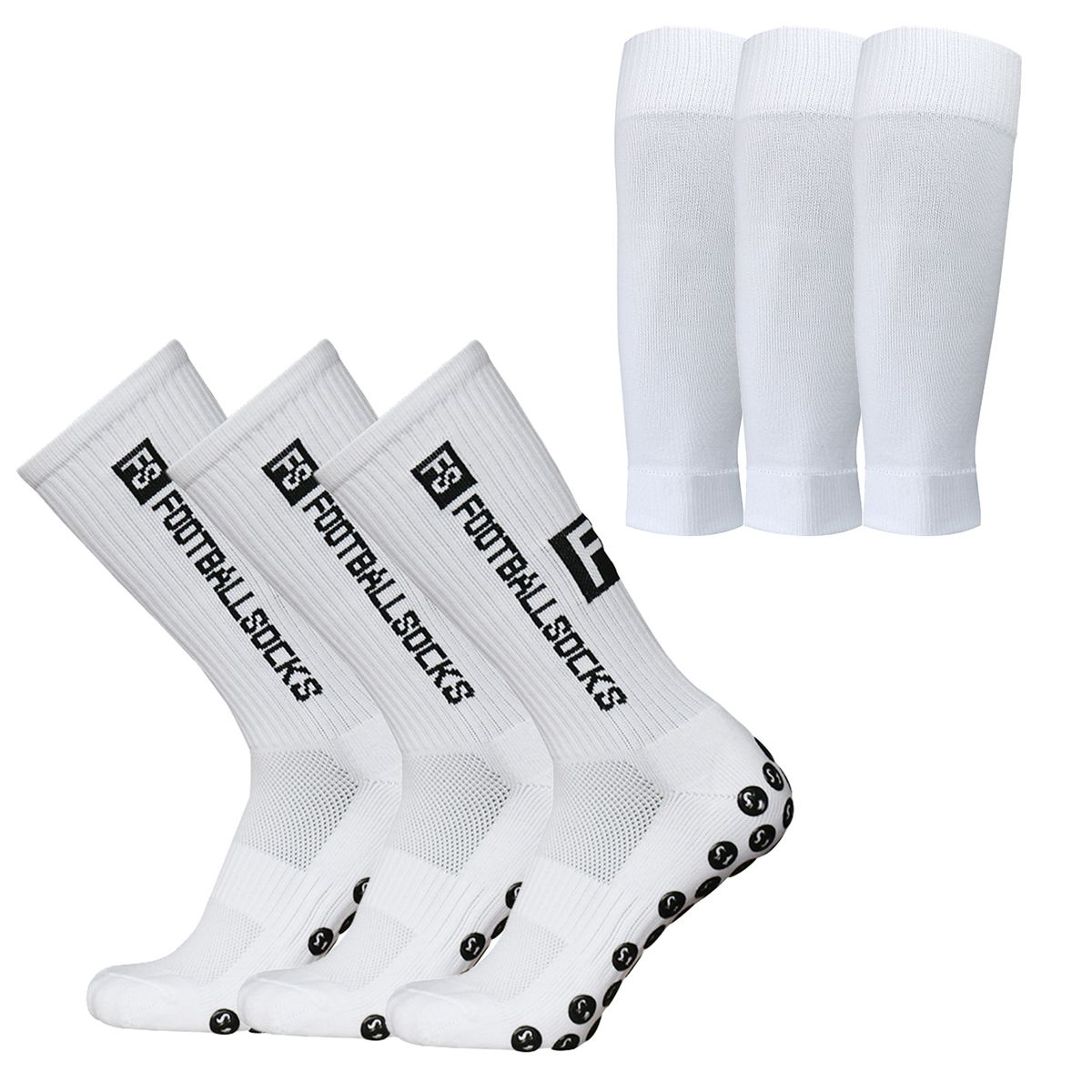 3 Pairs Anti Slip Soccer Socks And Calf Sleeves Set Outdoor