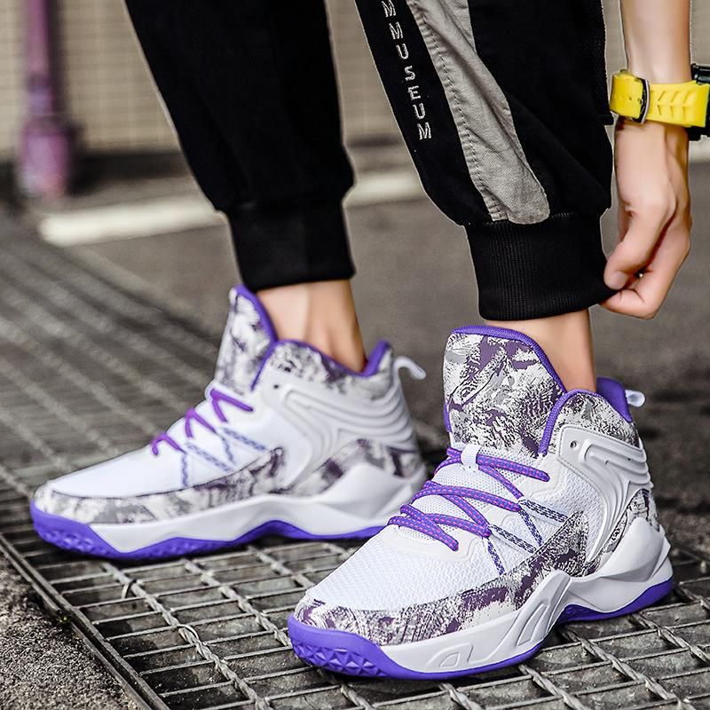 Men's Basketball Shoes Mesh Breathable Couple Sneakers Purple