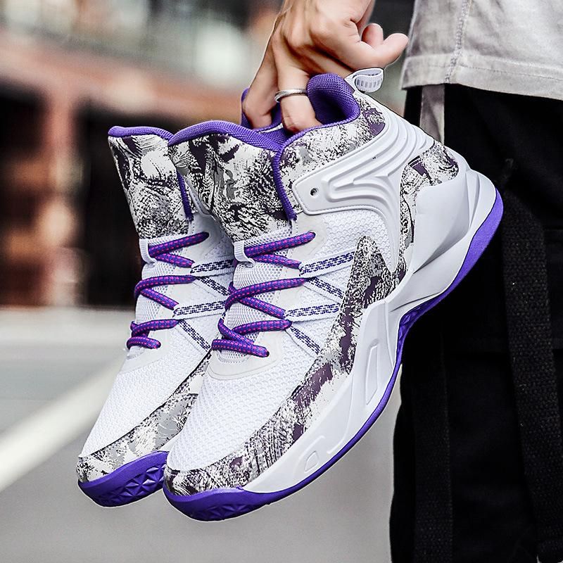 Men's Basketball Shoes Mesh Breathable Couple Sneakers Purple